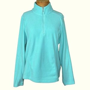IZOD Women’s 1/4 Zip Aqua Polar Fleece Top Size Medium EUC